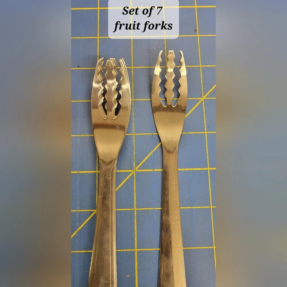Lobster Forks Set of 7 Silver Plate
